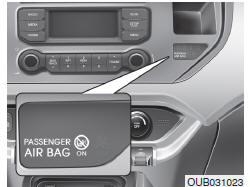 Indicador ON del airbag delantero del acompañante (opcional)