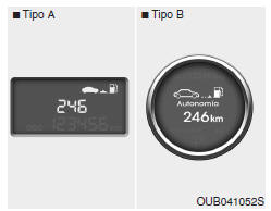 Distancia hasta agotar el depósito (km o mi.) (opcional)