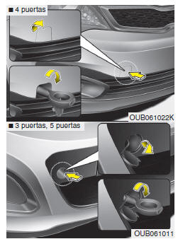 Montaje del gancho de remolque (delantero) (opcional)