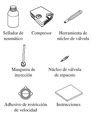 Acerca del juego de reparación de neumático de emergencia