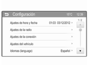 Selección de menús y ajustes