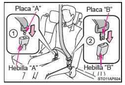Abrochar el cinturón de seguridad del asiento central trasero